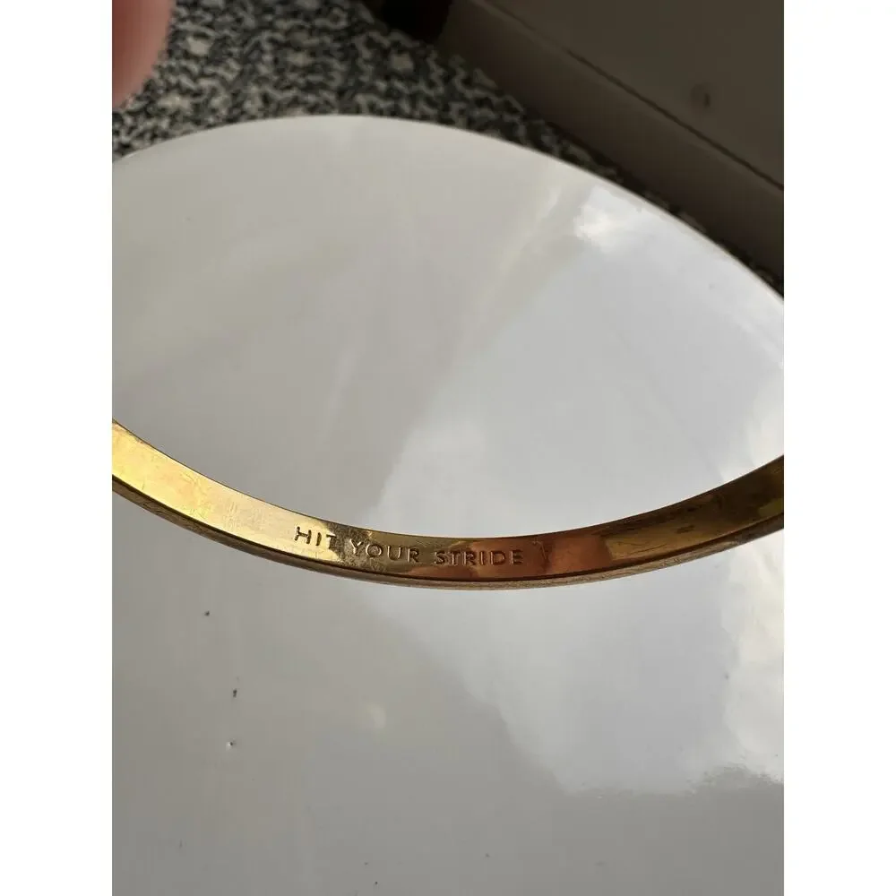 Kate Spade Hit Your Stride Idiom Bangle Gold Tone Yellow White Enamel - Picture 8 of 11